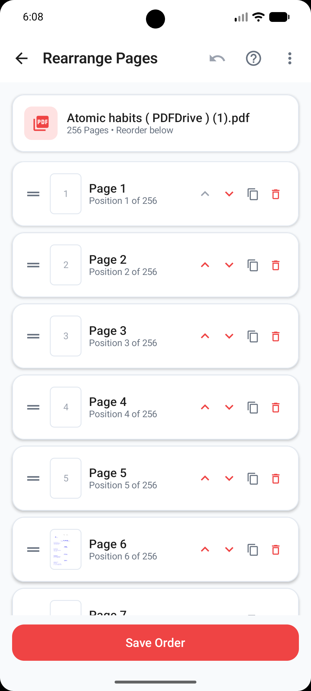 Rearrange Pages